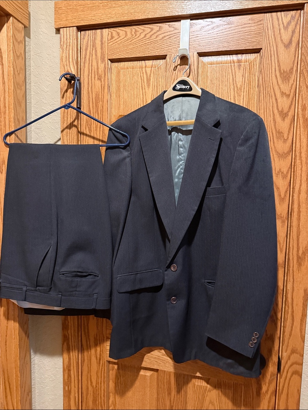 Towncraft Men's Navy Pinstripe Suit Jacket & Trousers